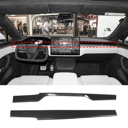 Real Dry Carbon Fiber Center Console Interior Trim Cover For Tesla Model S 23+ 84
