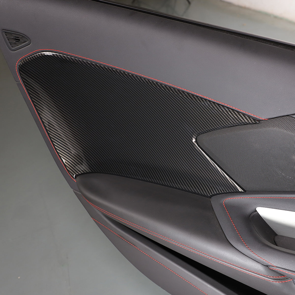 ABS Carbon Fiber Interior Anti-Kick Door Panel Cover Trim Kit For Corvette C8 9