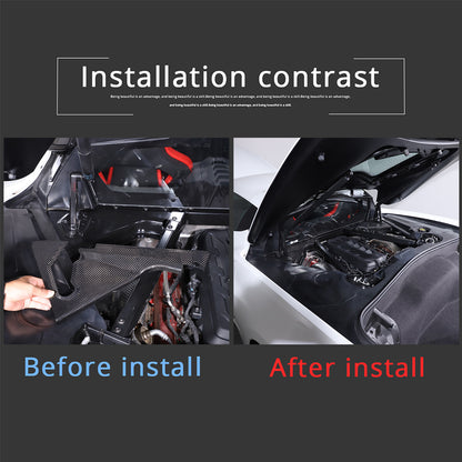 Real Carbon fiber Engine Bay Corner Panel Trim Cover Base For Corvette C8 US 11