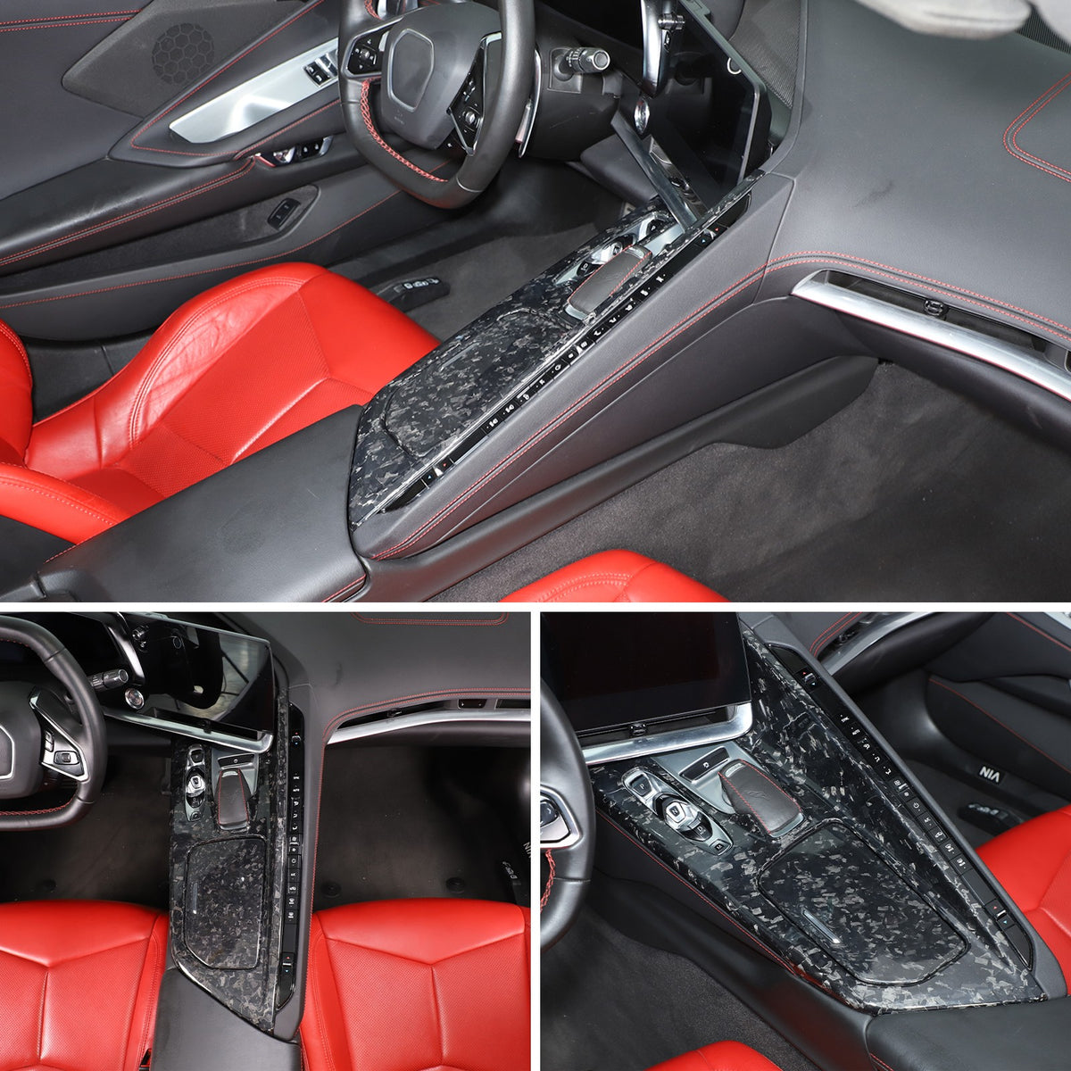 Forged Real Carbon Fiber Center Gear Shift Panel Trim For Corvette C8 2020+ 6