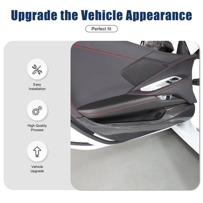 Honeycomb Real Carbon Fiber Door Anti-Kick Panel Trim For Corvette C8 2020+ 14