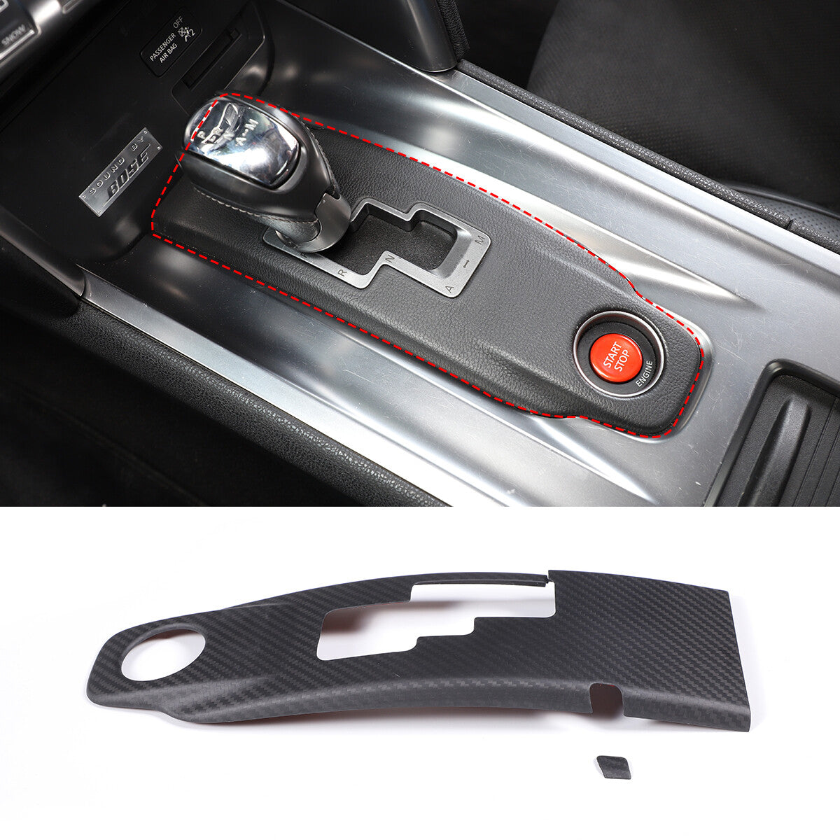 Matte Real Carbon Fiber Gear Shift Panel Trim Cover For Nissan GTR 2008-2016 2