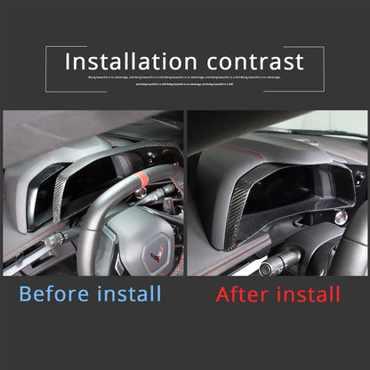Dry Carbon Fiber Dashboard Speedmeter Panel Trim Decor For Corvette C8 2020-25 7