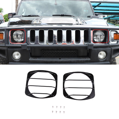 Black Steel Front Bumper Headlight Fog Light Trim For Hummer H2 2003-09 US 7