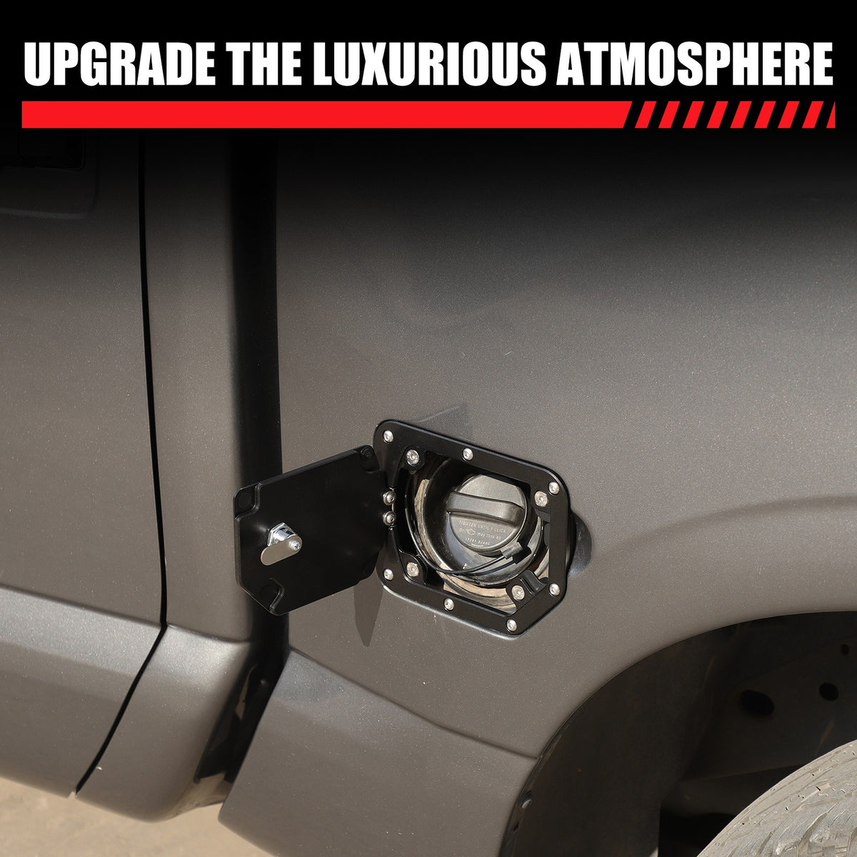 Black Aluminum Door Fuel Tank Cover W/ Lock Gas Cap Trim For Nissan Titan 16-23 19