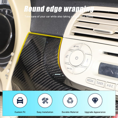 Real Carbon Fiber Dashboard Panel Trim Cover For Fiat 500 312 2007-2015 15
