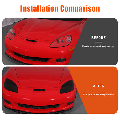 Smoked Blackout Headlight Lamp Cover Bezel Overlay Trim For Corvette C6 2005-13 8