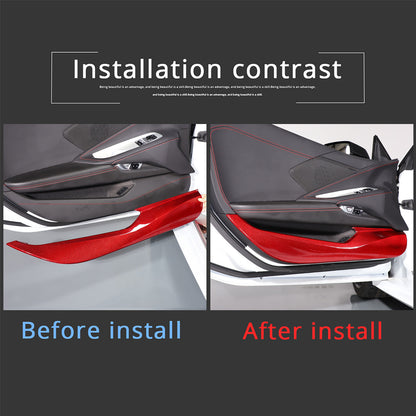 Red Carbon Fiber Inner Door Anti-Kick Panel Trim Cover For Corvette C8 2020-26 10