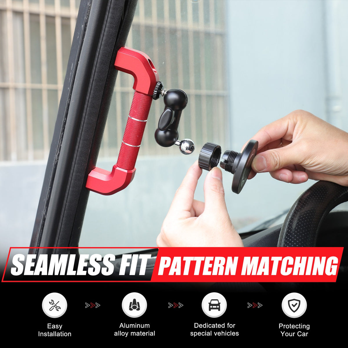 Replace Red A-Pillar Handle W/Phone Mount For LR Defender L316 2004-2018 4