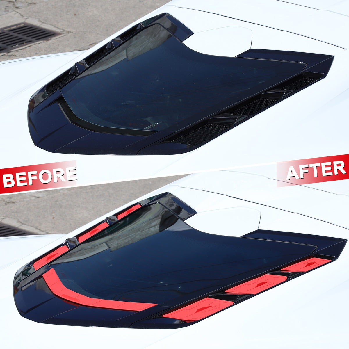 Red Rear Hatch Hood Car Wash Covers Air Vent Inserts For Corvette C8 2020-26 US 3