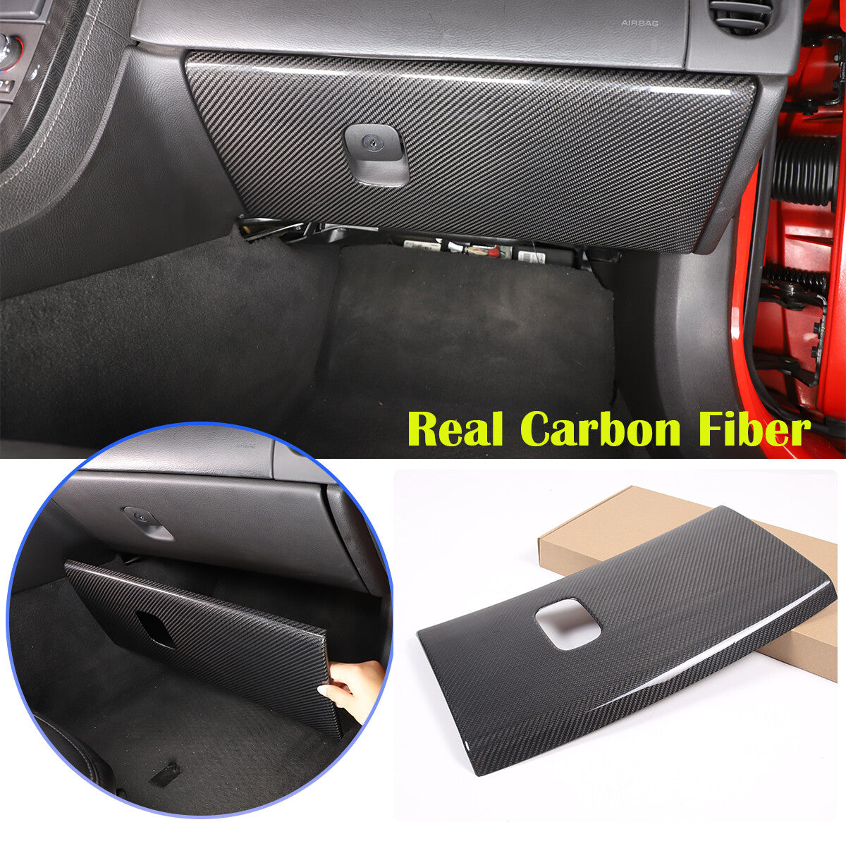 Real Carbon Fiber Co-pilot Storage Glove Box Covers For Corvette C6 2005-2013 1