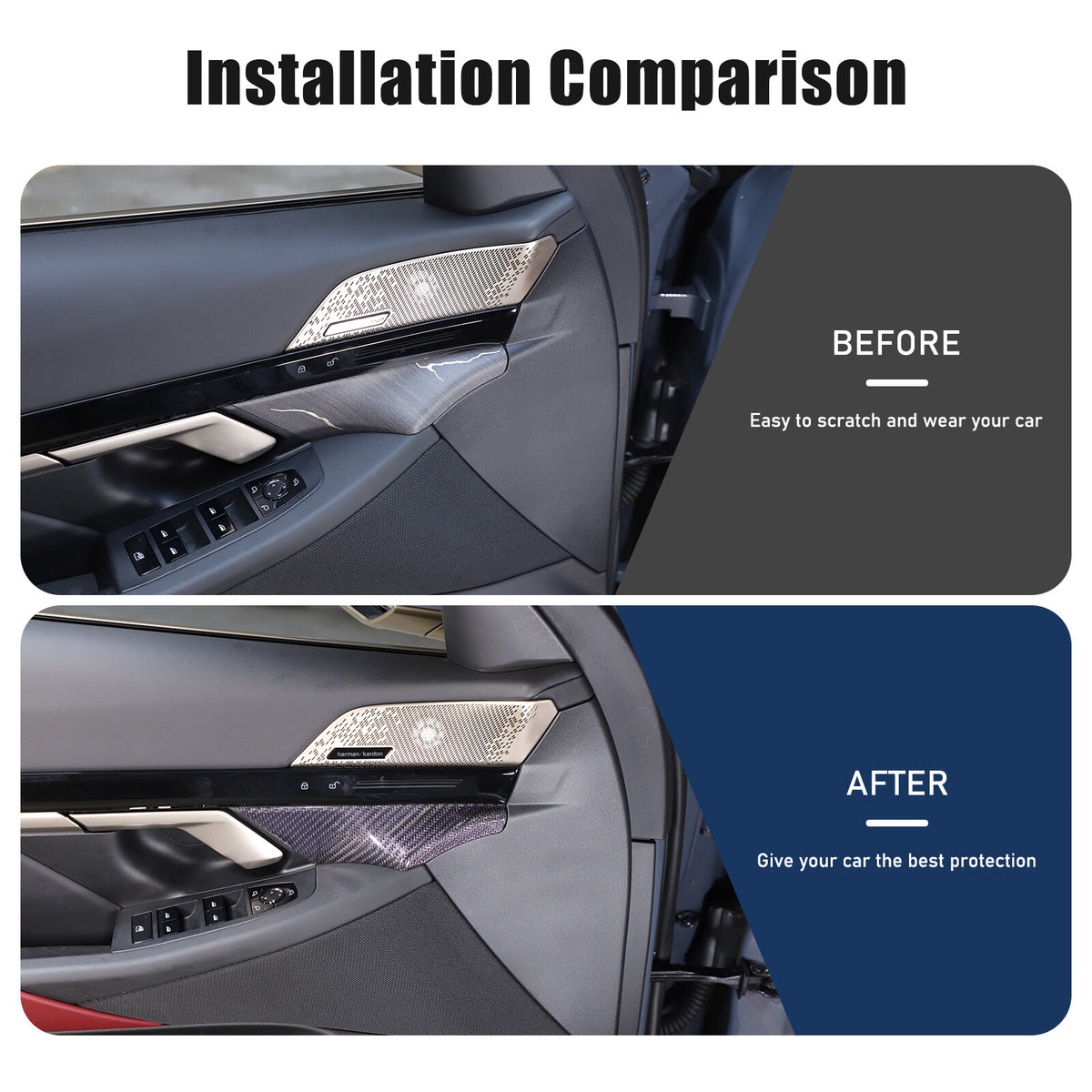 Real Carbon Fiber Interior Door Handle Panel Cover Trim For BMW 5 Series G60 24+ 5