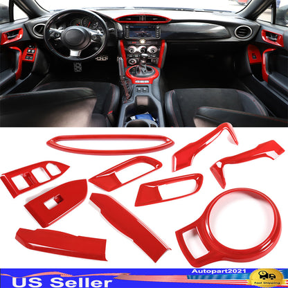 Spoprts Red ABS Interior Full Trim Set For Toyota GT86 Subaru BRZ 2012-2020 1
