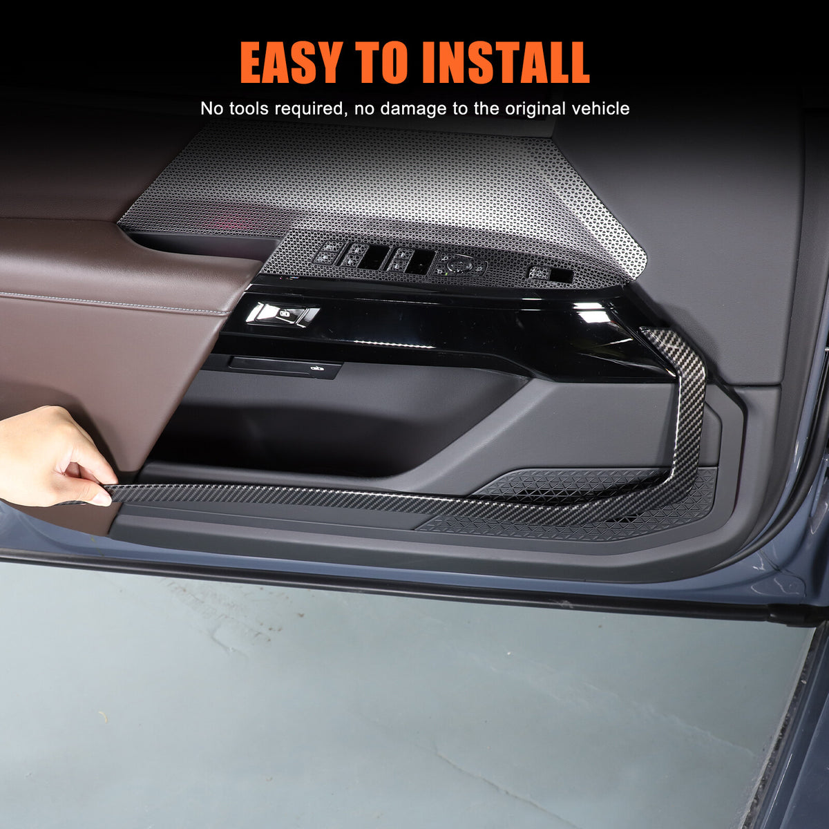 ABS Carbon Fiber Inner door Armrest panel Trim Cover For BMW 7 Series G70 23-25 17