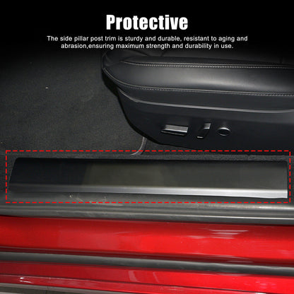 Matte Carbon Fiber Interior Door Sill Plate Guard Cover For Tesla Model S 2023+ 12