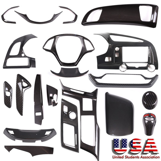 22x ABS Carbon Fiber Interior Full Center Console Trim Set For Corvette C7 14-19 1