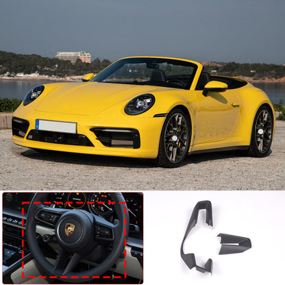 Matte Real Carbon Fiber Steering Wheel Cover Trim For Porsche 911 taycan 2019-23 3