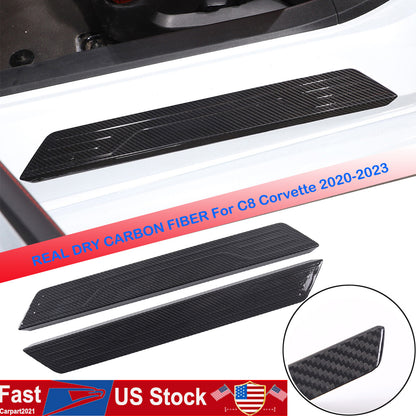 Carbon Fiber Door Plate Sill Scuff Cover Trim For C8 Corvette Stingray 20-26 US 1