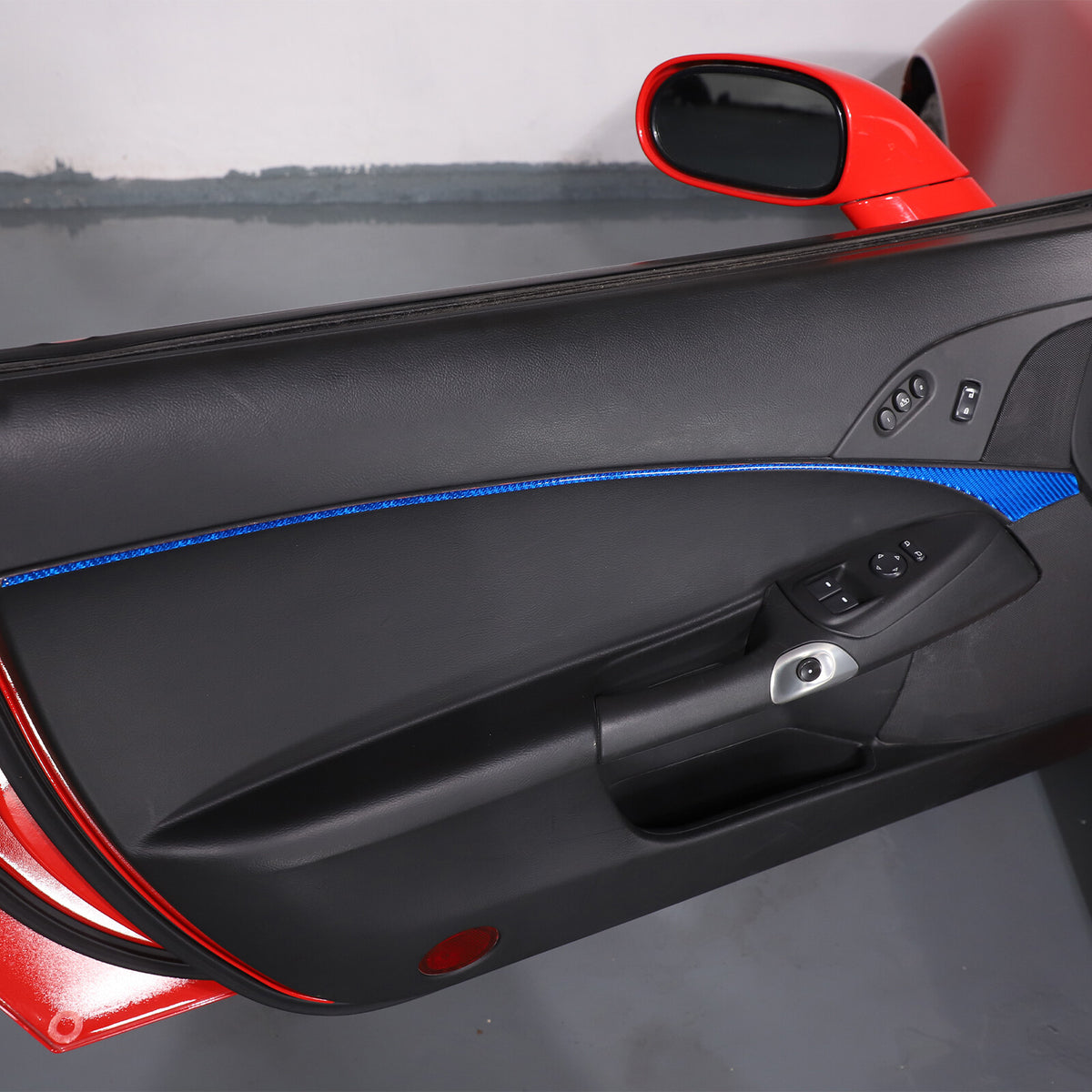 Blue Carbon Fiber Inner Door Panel Waistline Trim Sticker For Corvette C6 05-13 7