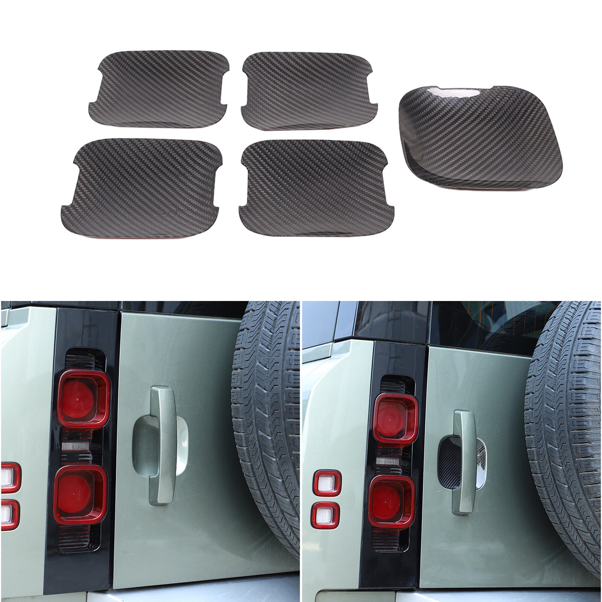 Real Carbon Fiber Door Bowl Cup Cover Trim For Land Rover Defender 110 2020-2024 17