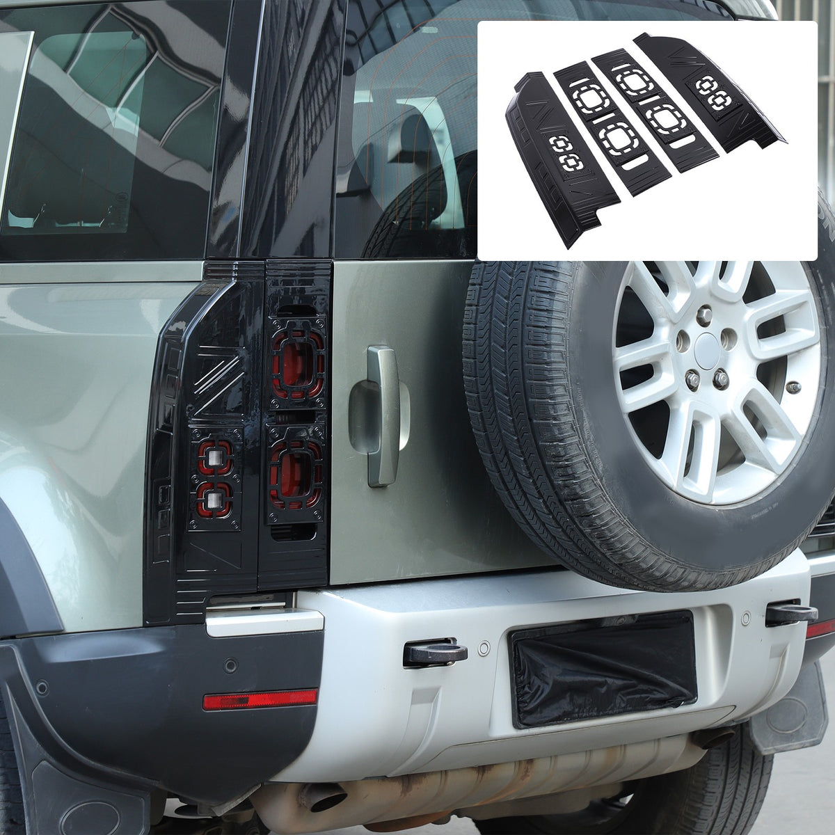 Mesh Piano Black ABS Taillight Protection Trim For LR Defender L663 2020-2025 US 17