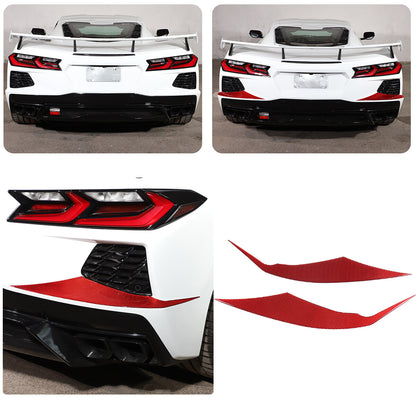 Red Carbon fiber Rear Bumper Air Intake Panel Trim Sticker For Corvette C8 20-26 2