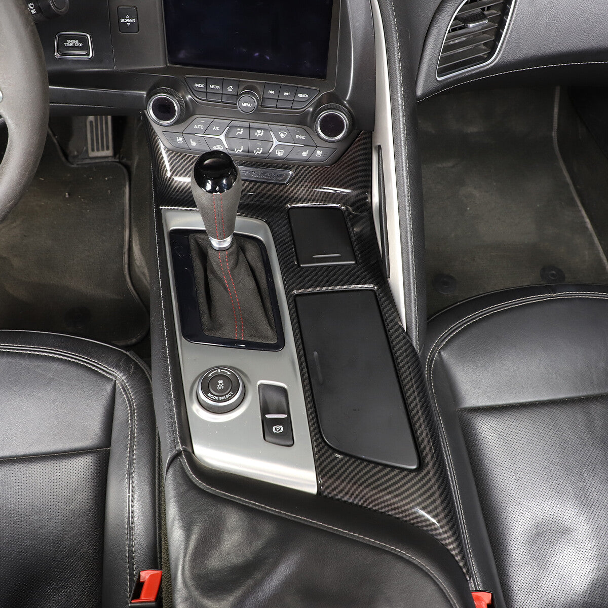 4pcs Carbon fiber Gear Shift Panel Grab Handle Cover For Corvette C7 2014-2019 6