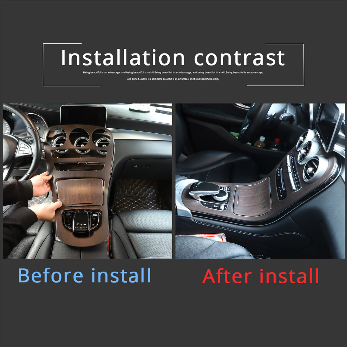 Wood Center Console Gear Panel Trim For Benz C GLC Class W205 X253 2015-2018 15