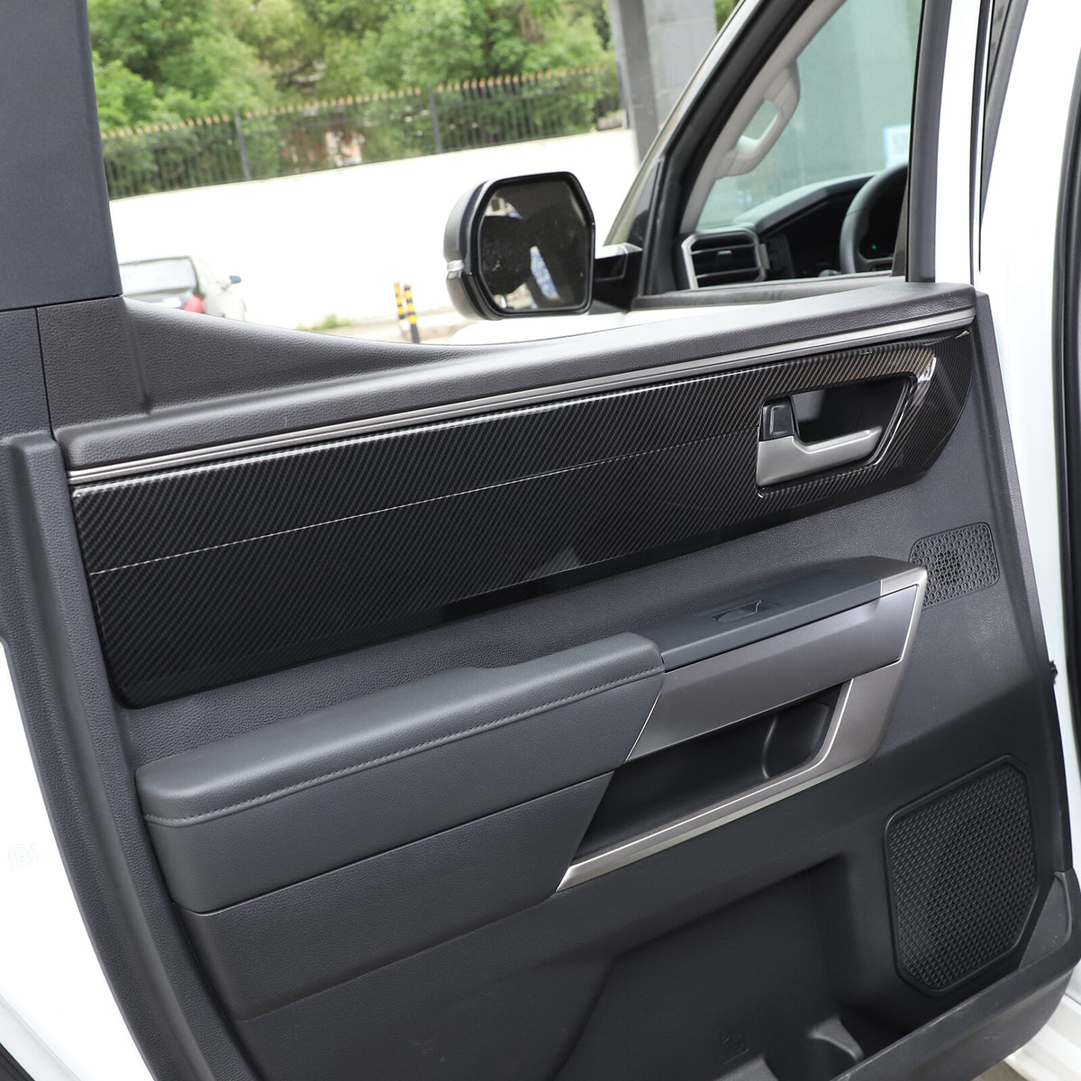 ABS Carbon Fiber Inner Door Handle Panel Frame Trim For Toyota Tundra 2022-23 US 6