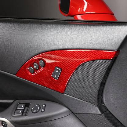 Red Real Carbon Fiber Interior Door Lock Panel Trim For Corvette C6 2005-2013 4