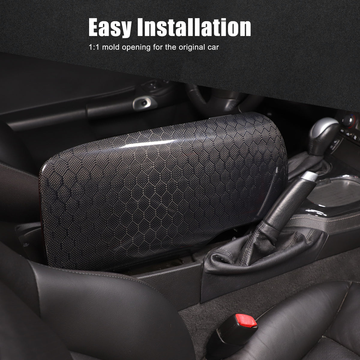 Honeycomb Carbon Fiber Center Console Armrest Box Cover For Corvette C6 2005-13 22
