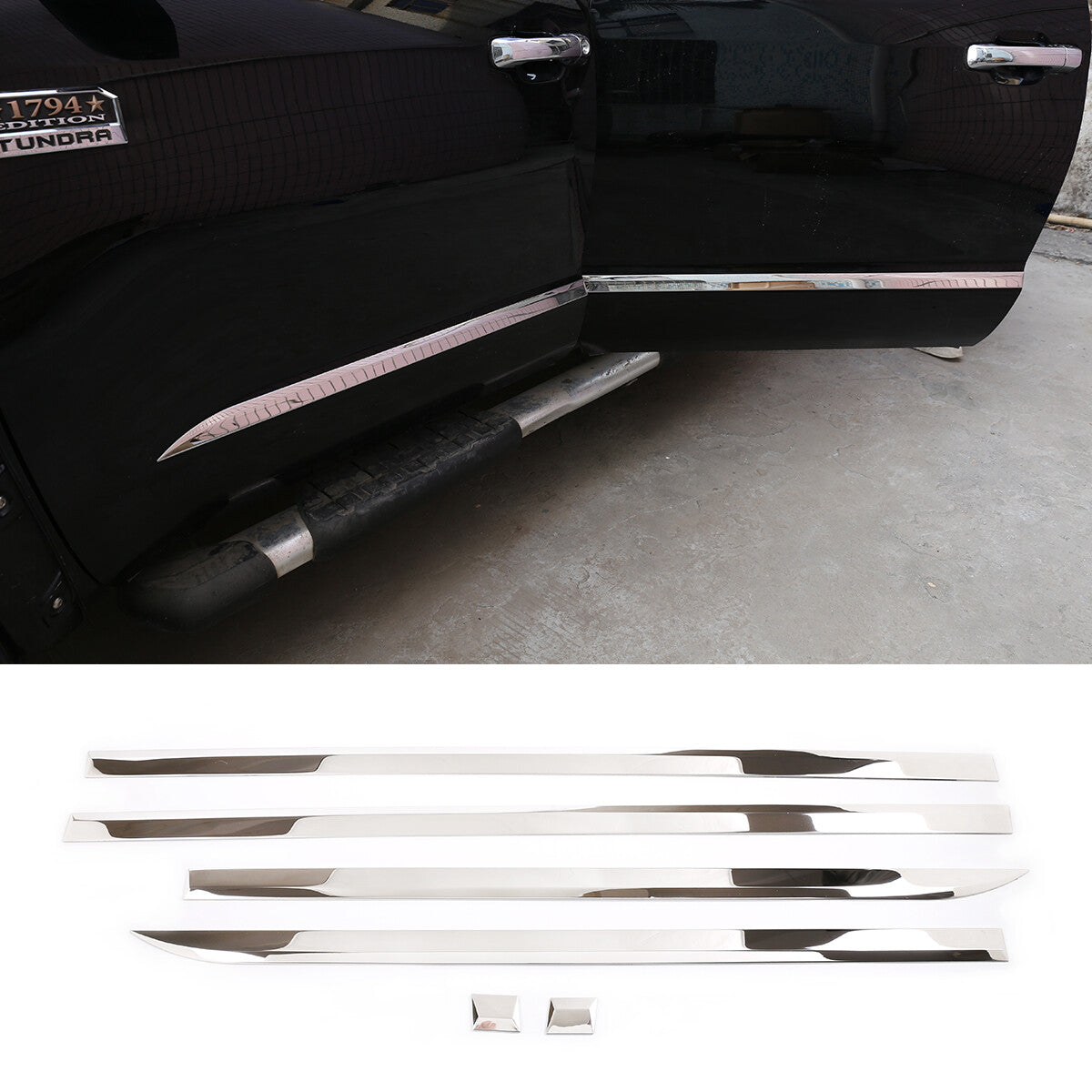 Chrome Side Body Door Protect Trim Stainless Steel for Toyota Tundra 2014-2021 7