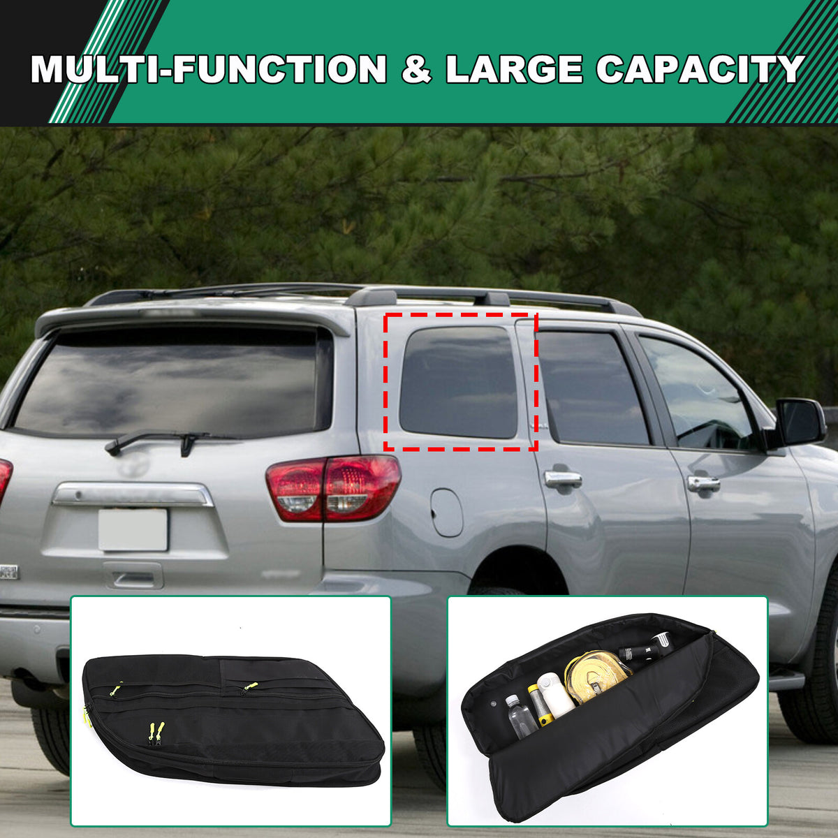 Rear Trunk Right Side Storage Bag Pockets Organizer For Toyota Sequoia 2007-2021 14