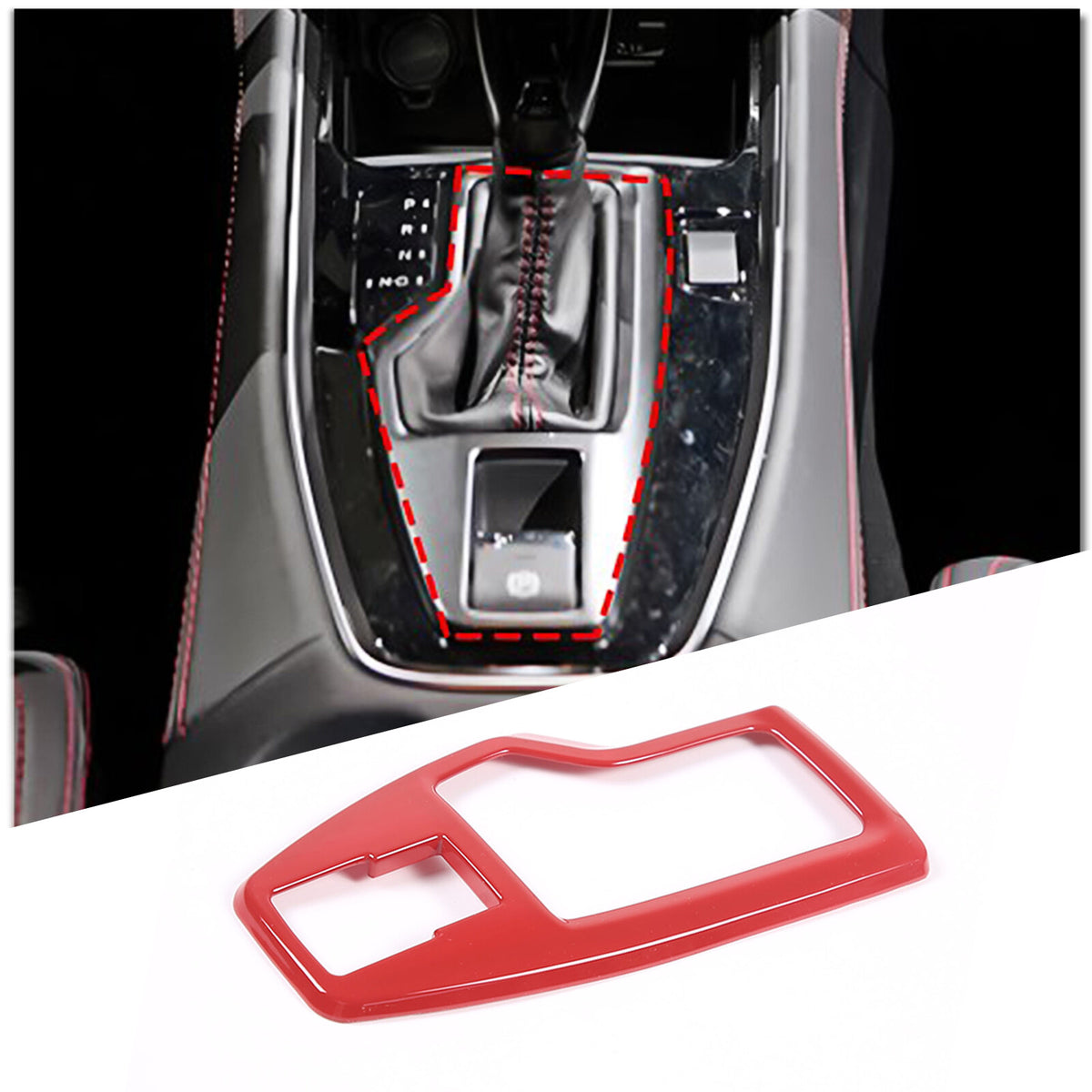 ABS Red Center Console Gear Shifter Panel Cover for Subaru WRX VB AT 2022-24 1