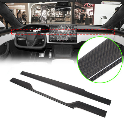 Real Dry Carbon Fiber Center Console Interior Trim Cover For Tesla Model S 23+ 76