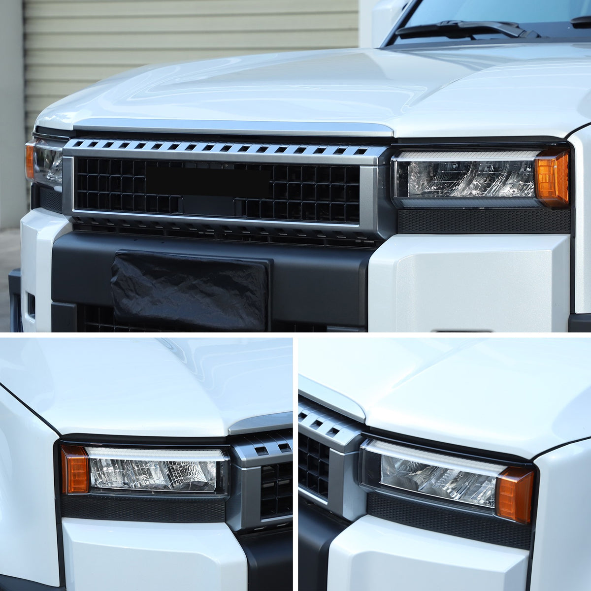 Glossy Piano Black Front Headlight Eyebrow Trim For Toyota Prado LC250 2024+ US 5