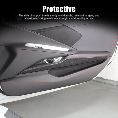 Real Honeycomb Carbon Fiber Interior Inner Door Panel Cover Trim for Corvette C8 18