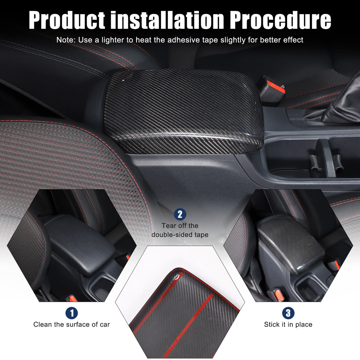 Real Carbon Fiber Center Armrest Storage Box Cover Trim For Subaru WRX VB 22-24 17