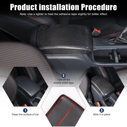 Real Carbon Fiber Center Armrest Storage Box Cover Trim For Subaru WRX VB 22-24 17