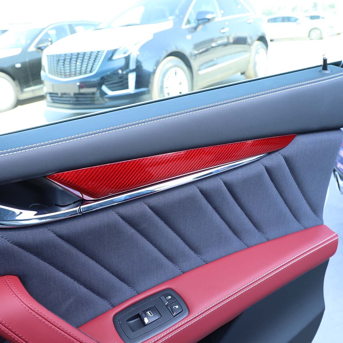 Red Carbon Fiber Inner Door Panel Trim Cover Strip For Maserati Ghibli 2014-2021 9