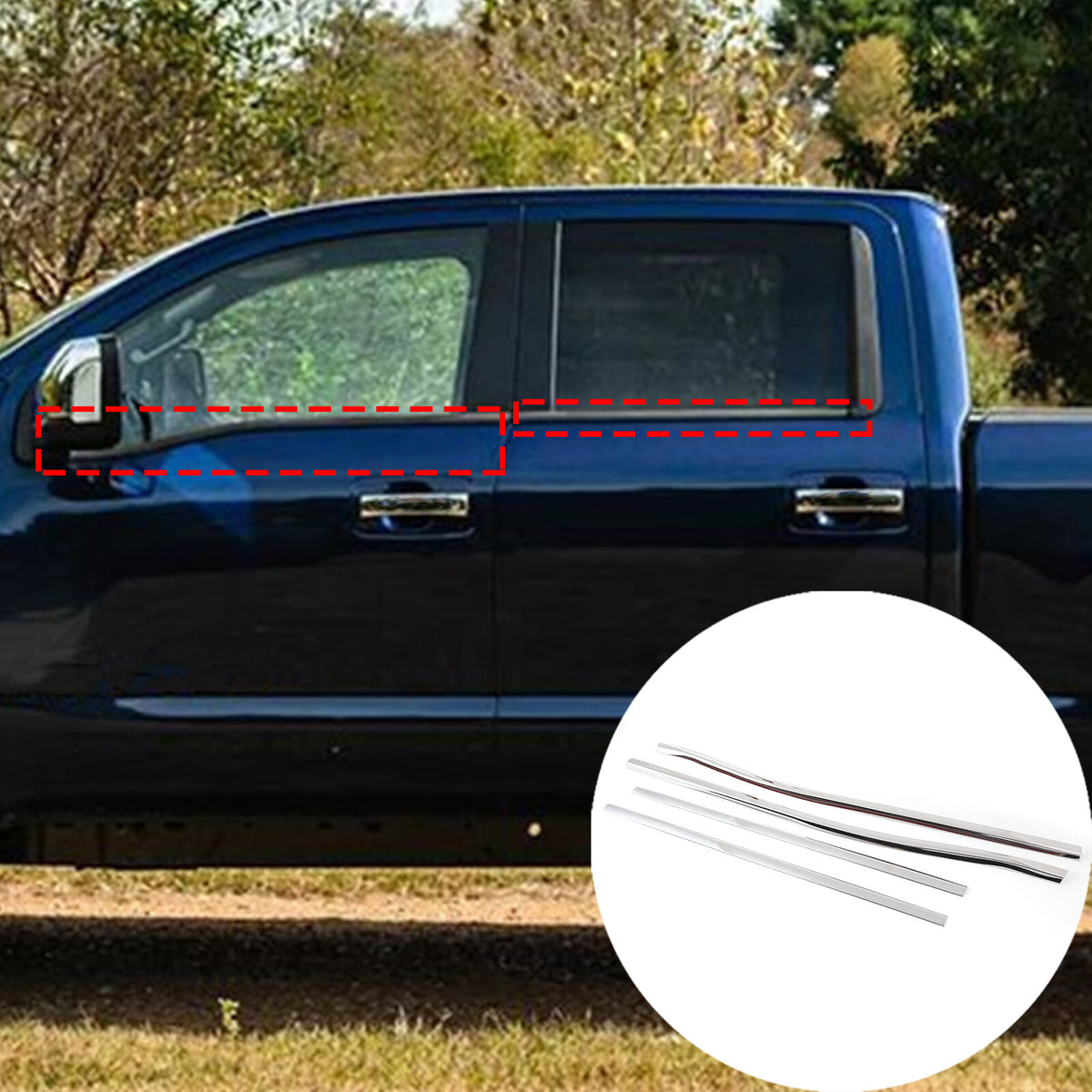 Stainless Steel Chrome Window Sill Trim Strip For Nissan Titan 2016-2024 7