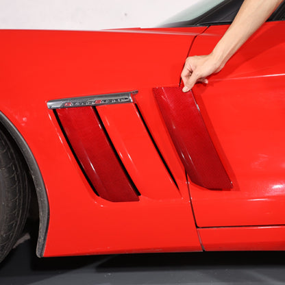 Red Real Carbon Fiber Side Fender Vents Panel Trim Kit For Corvette C6 2005-2013 9