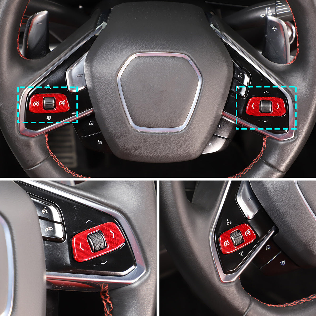 Red Real Carbon Fiber Interior Full Decor Cover Trim Kit for Corvette C8 2020-25 - Variants 21-25 41