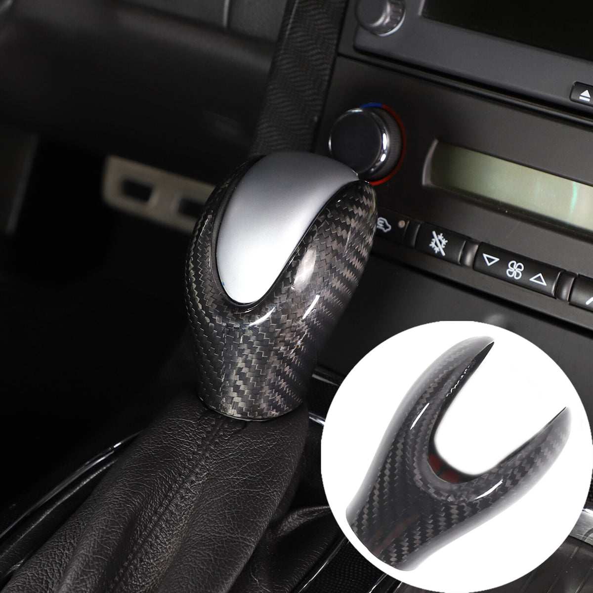 Real Carbon Fiber Console Gear Shift Knob Head Cover Trim For Corvette C6 05-13 2