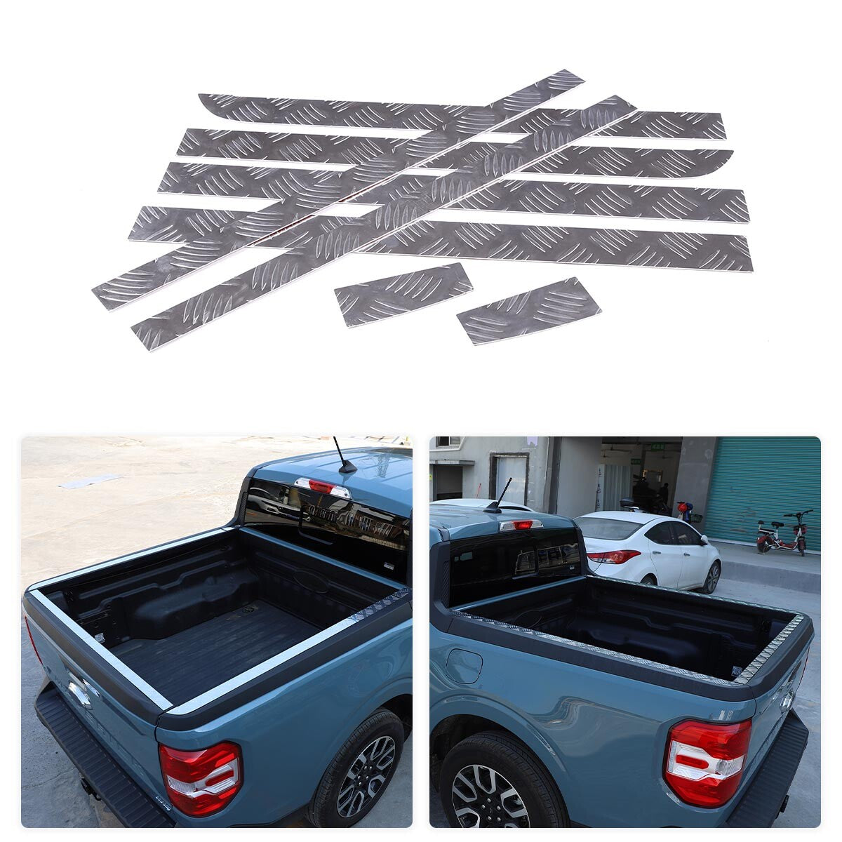 Silver Alloy Tailgate Top Protector Spoiler Cap Cover For Ford Maverick 2022+ 1