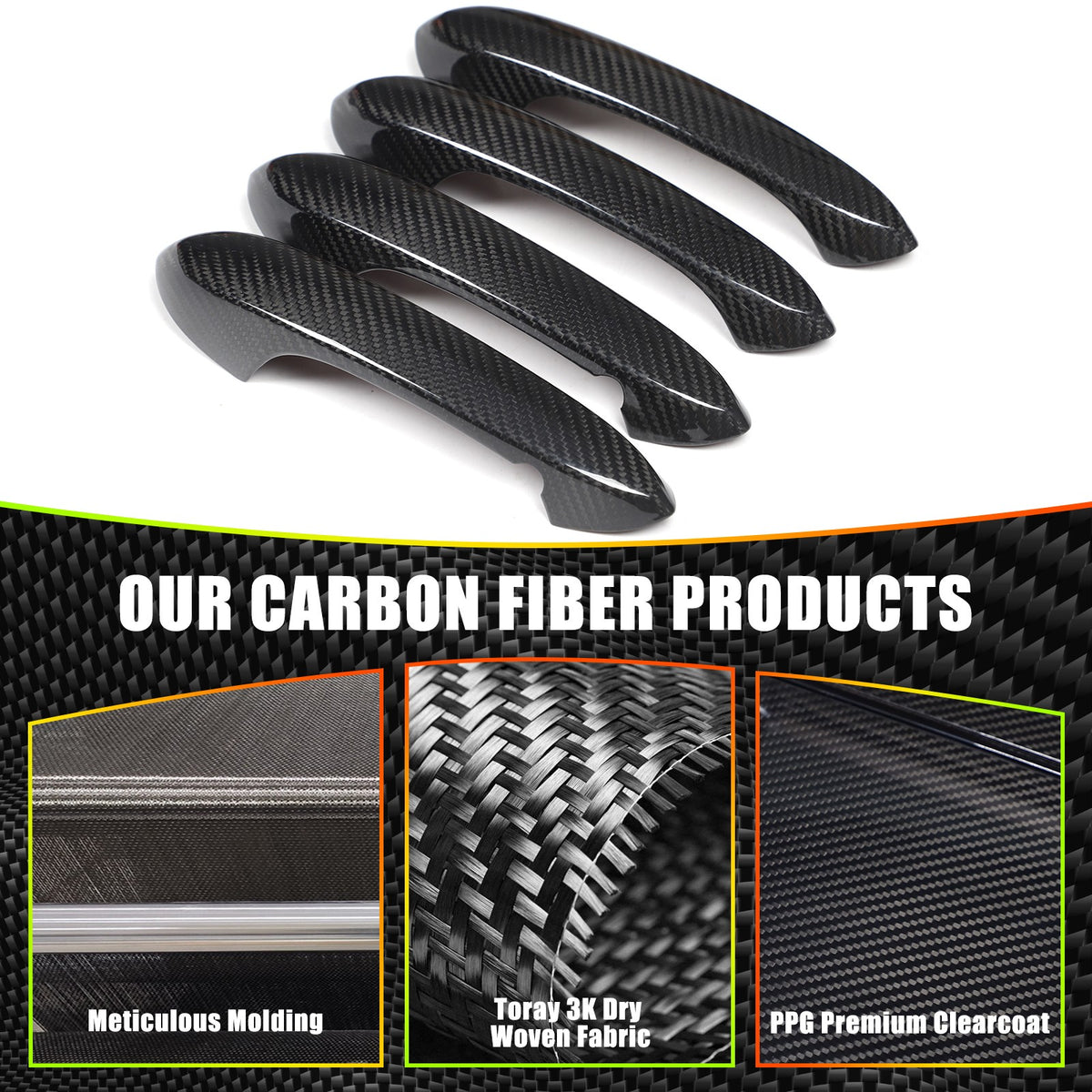 Real Carbon Fiber Outer Door Handle Protector Cover For BMW 5 Series 2022 17