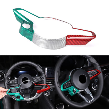 Tri-Color Carbon Fiber Steering Wheel Cover Trim Set for Alfa Romeo Tonale 23-24 14