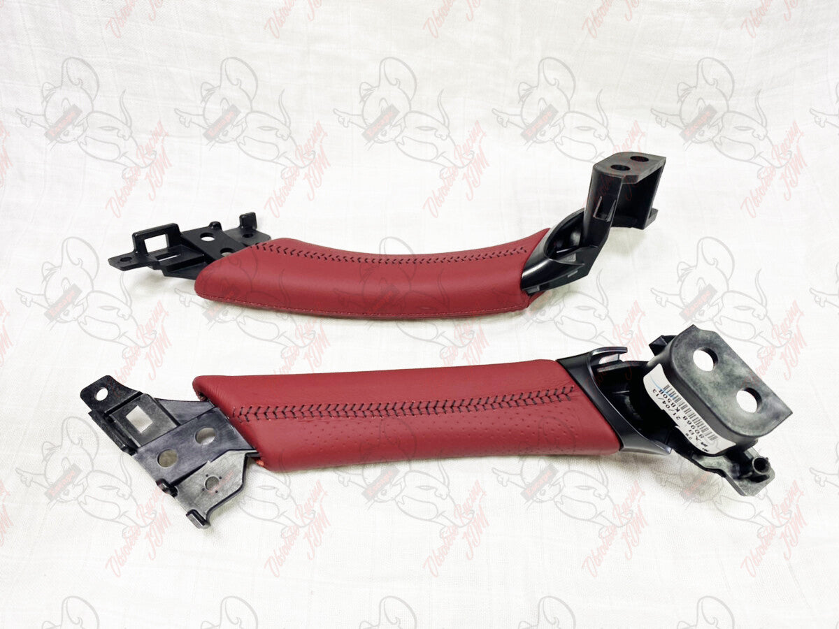 NISSAN Genuine R35 GT-R Red Leather Front Door Pull Handle Right & Left Set OEM 5