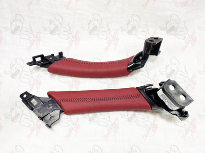 NISSAN Genuine R35 GT-R Red Leather Front Door Pull Handle Right & Left Set OEM 5