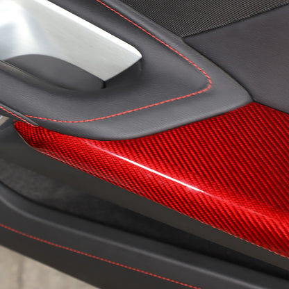 Red Real Carbon Fiber Full Interior Set Decor Trim Kit for Corvette C8 20-25 197
